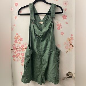 April Kiss Sage Green Shorts Overalls - L